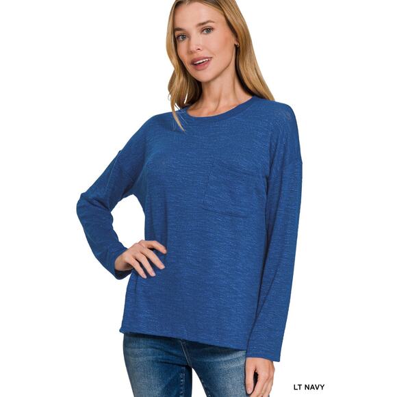 Zenana SLUB HACCI LONG SLEEVE T SHIRTS - Picture 1 of 1